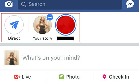 גישה לסיפורי פייסבוק ולתיבת הדואר הנכנס הישיר.
