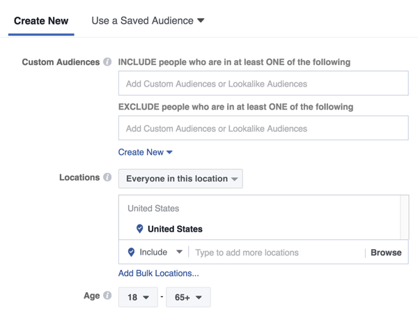 באמצעות מודעת מסך הבית של פייסבוק מסנג'ר, אתה יכול למקד לקהל חדש או לקהל שנשמר בעבר או דומה.