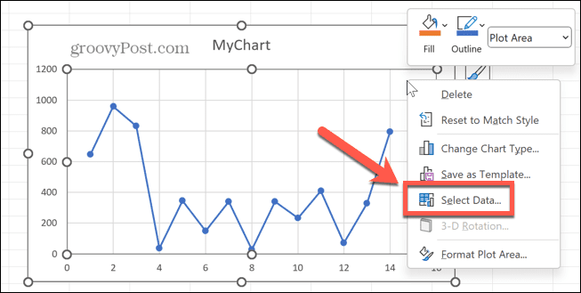 נתוני Excel Select