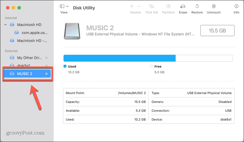 כונן usb של מק