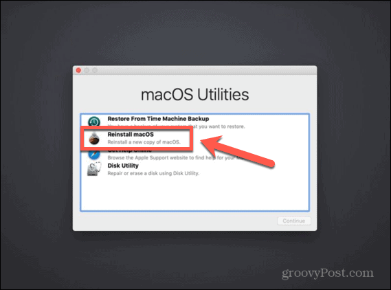כלי השירות של macos מתקין מחדש את macos