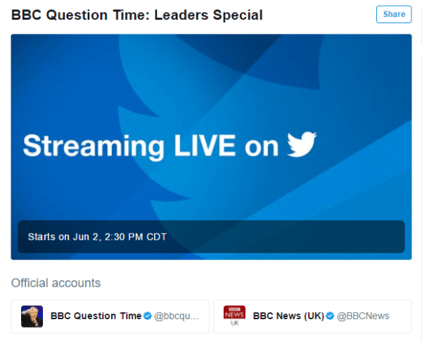 טוויטר ו- BBC מכריזים על שותפות שידור חי ראשון.