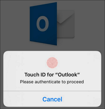 מגע מזהה Outlook iPhone