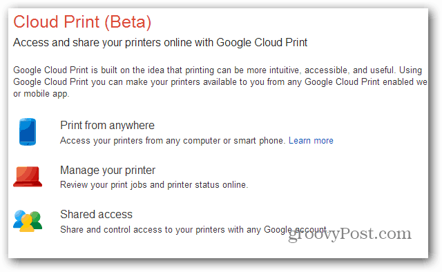 הדפס מ- Nexus 7 דרך Google Cloud Print