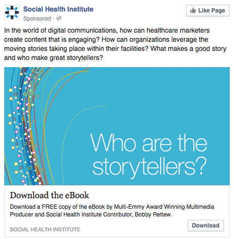 מודעת פייסבוק של מכון לבריאות חברתית