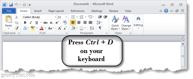 כיצד לשנות את גופן ברירת המחדל ב- Microsoft Word 2010