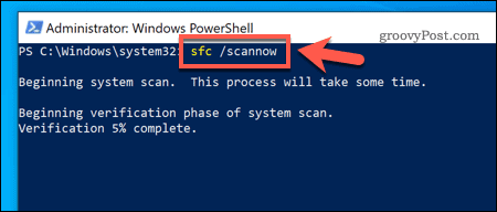 שימוש בכלי SFC ב- Windows 10
