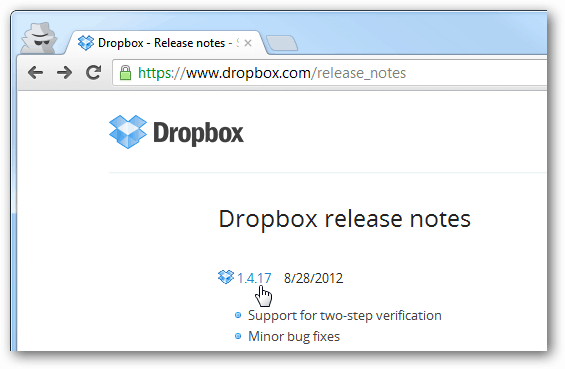 הערות שחרור של Dropbox עבור כל גרסה