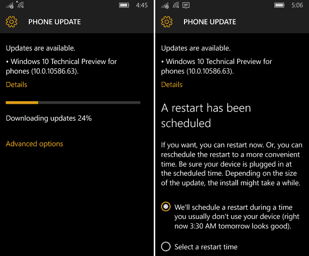 Windows 10 Mobile Build 10586.63 הפצה כעת למבקרים פנימיים (מעודכן)