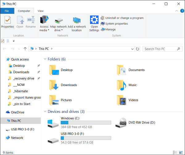 הפוך את סייר הקבצים של Windows 10 לפתוח למחשב זה במקום גישה מהירה