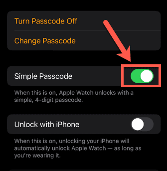 Apple watch קוד סיסמה פשוט