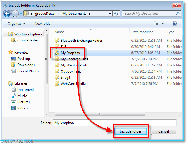 הוסף את 'Dropbox שלי' לתפריט ההתחלה של Windows