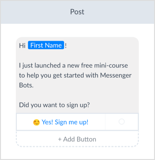 צור רצף עבור Messenger bot עם ManyChat