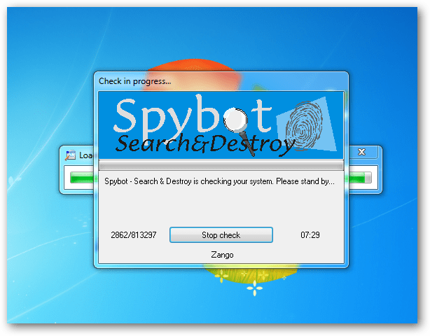 חיפוש והרס סריקה של Spybot