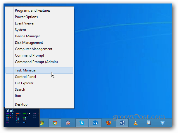 תפריט משתמשים של Windows 8 Power