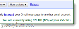 אתה משתמש כרגע בכמות x ב- gmail