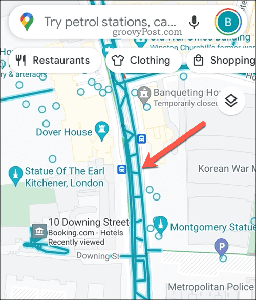 בחר נתיב תצוגת רחוב של מפות Google