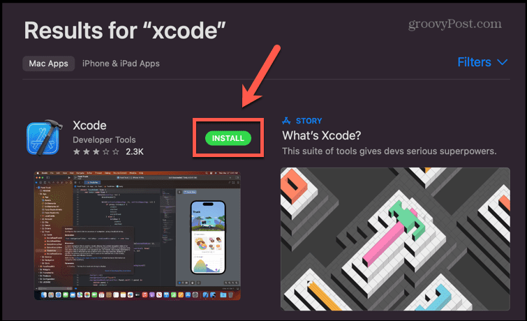 חנות אפליקציות להתקין xcode