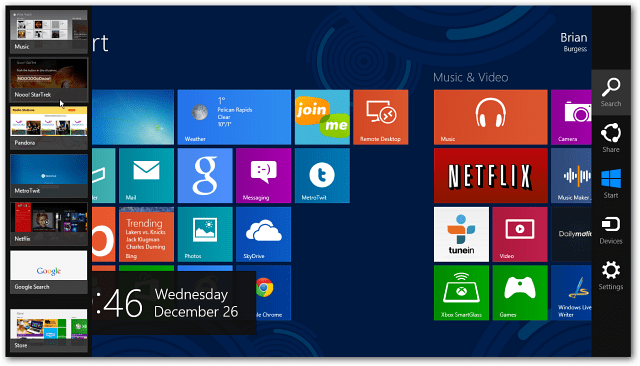השבת את Windows 8 Hot Corners מלהציג סרגל קסמים ומתג