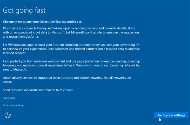 הגדרות Epress Windows 10