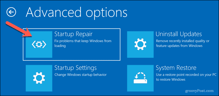 מריץ תיקון אוטומטי ב- Windows 10