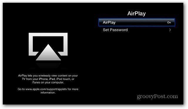 AirPlay מופעל של Apple TV
