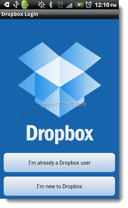 אנדרואיד Dropbox התקן כניסה של Dropbox