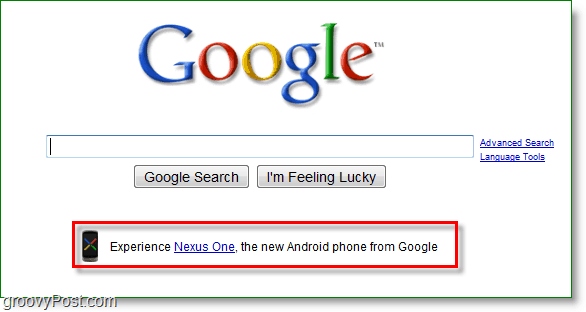 Nexus אחד שמתפרסם בדף הבית של google.