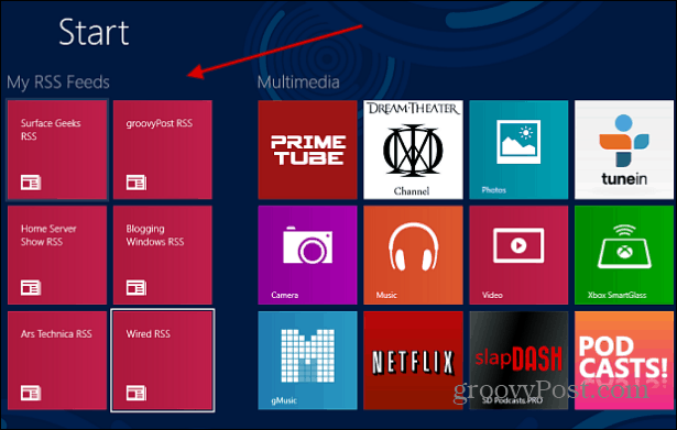אפליקציית החדשות RSS של Windows 8
