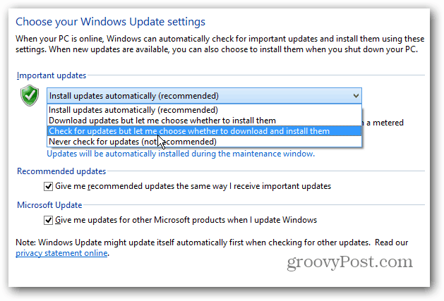 הפוך את Windows 8 להציג הודעה שולחן עבודה על עדכונים
