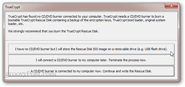 TrueCrypt ללא צורב CD / DVD
