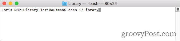 פתח את תיקיית הספרייה ב- Finder מהטרמינל ב- Mac
