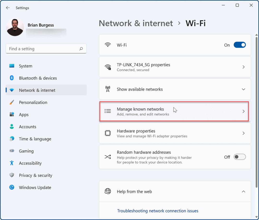 שכח מרשת Wi-Fi ב-Windows 11