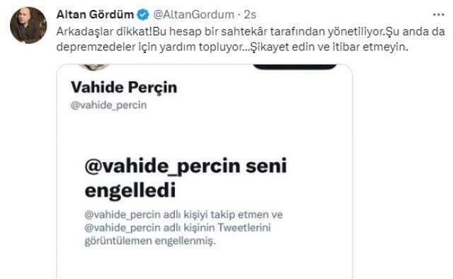 חשבון מזויף נפתח מטעם Vahide Perçin