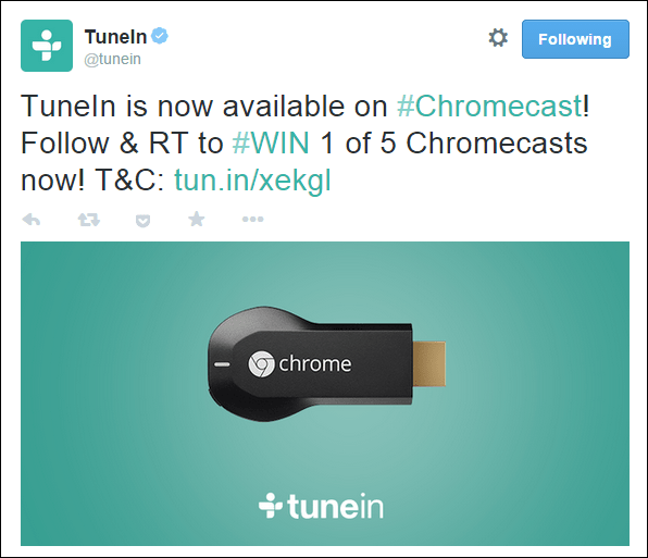 כוון את טוויטר ה- Chromecast Promo