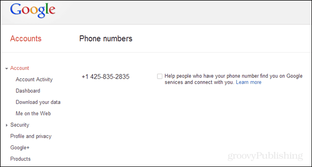 בטל את הסכמתך למספר הטלפון שלך שמחובר לחיפוש Google