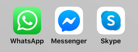 סמלים עבור WhatsApp, Facebook Messenger ו- Skype