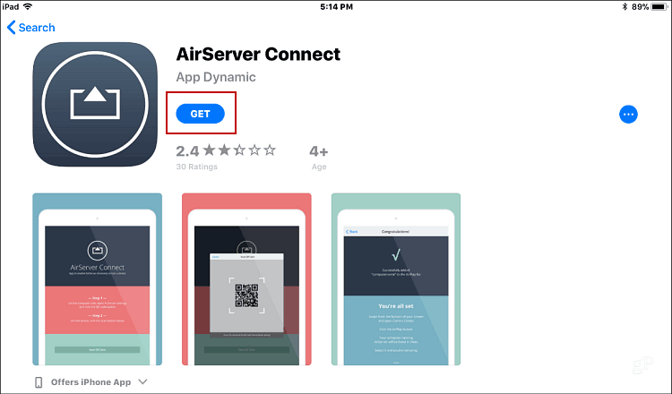 התקן את AirServer Connect iOS