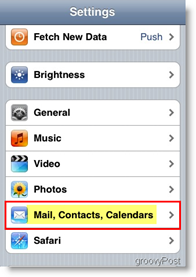 Apple iPhone פתוח דואר, אנשי קשר ויומנים