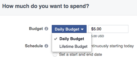 אפשרויות תקציב של מודעות פייסבוק