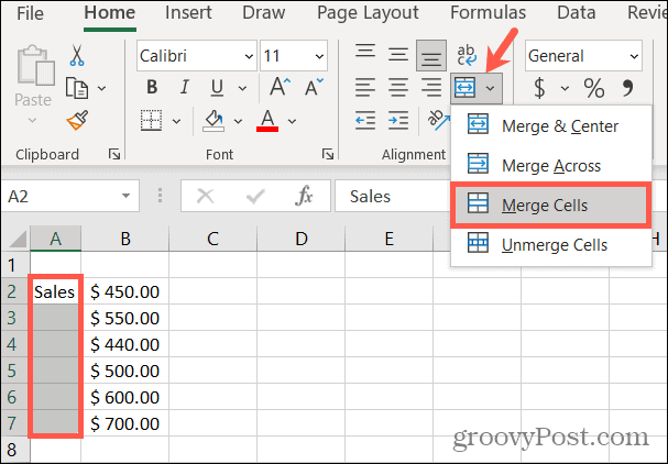 מיזג תאים ב- Excel כדי לסובב טקסט