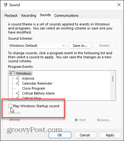 הפעל את Windows Startup Sound Windows 11