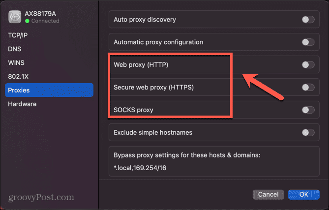mac select proxy