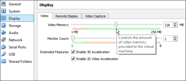 הגדר זיכרון RAM של וידאו