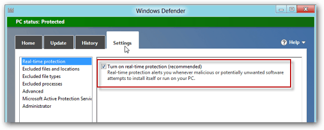 Windows Defender במערכת Windows 8 כולל MSE