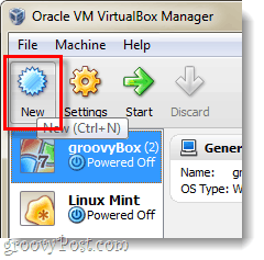 הפוך VM חדש ב- Virtualbox
