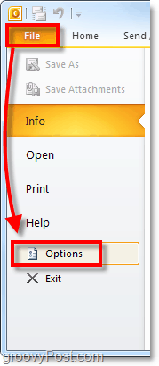השקת העדפות ואפשרויות של Office 2010