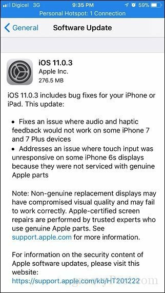 Apple iOS 11.0.3 - אפל משחררת עדכון קטן נוסף לאייפון ולאייפד