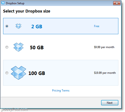 צילום מסך של Dropbox - קבל חשבון בחינם של 2GB