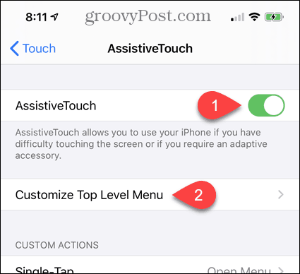 הפעל את AssistiveTouch בהגדרות iPhone